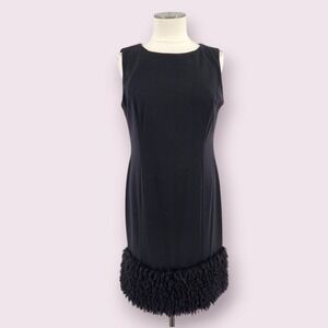 Calvin Klein Black Cocktail Dress Chic Glam Wiggle Black Gala Jackie O Size 12